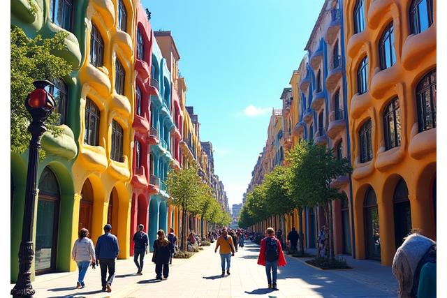 Vue emblématique du Passeig de Gràcia avec des bâtiments modernistes à Barcelone